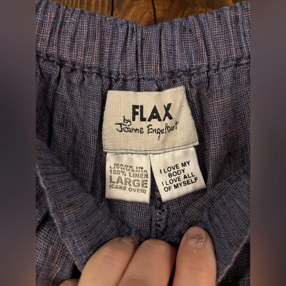 FLAX Linen Gaucho Wide Leg Pants Cropped Large - Picture 4 of 5